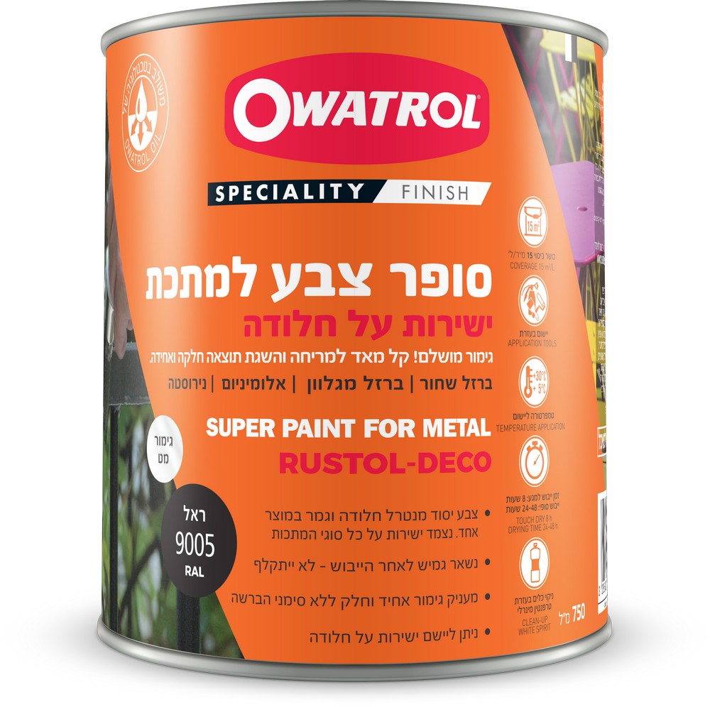 Owatrol DECO METAL 0L75 Hebrew RAL 9005